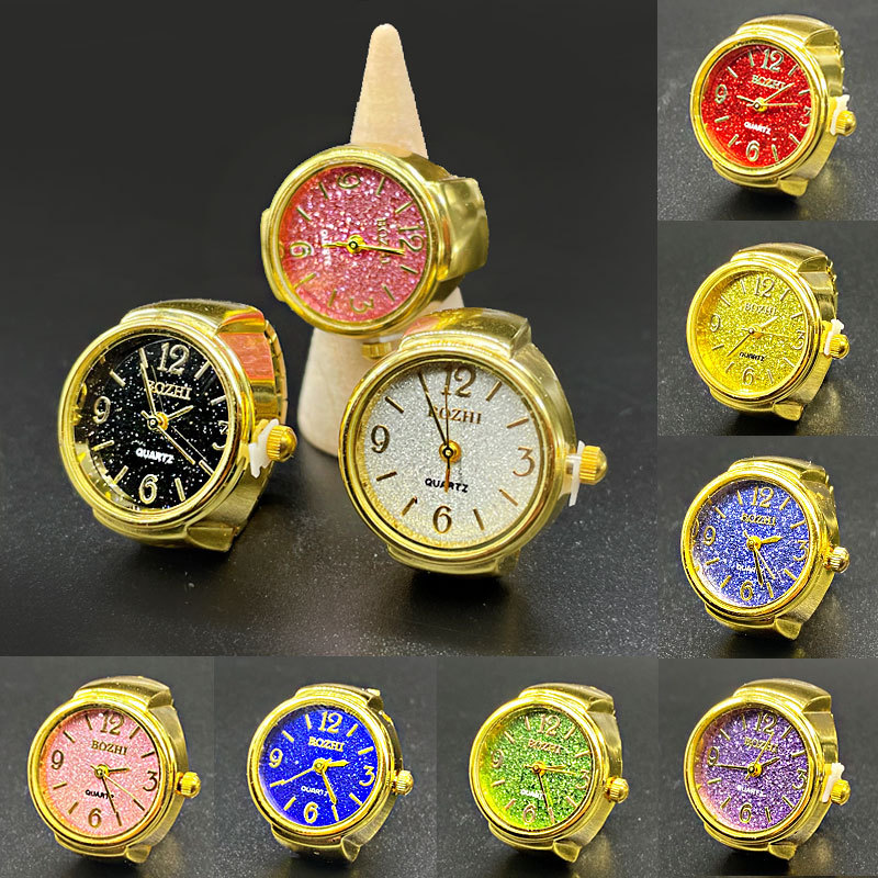 Vintage Jewelry Watches Women - แหวนนาฬิกาแหวนชุบทองแวววาวแหวนนาฬิกาควอตซ์สายคล้องคอสำหรับผู้ชายและผู้หญิงของขวัญแนวพังก์แนววินเทจ