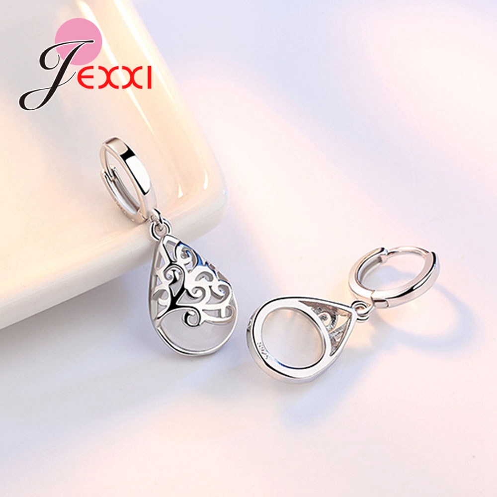Opal Earrings Dangle - ของแท้ 925 เงินสเตอร์ลิง Moonlight โอปอล Hollow