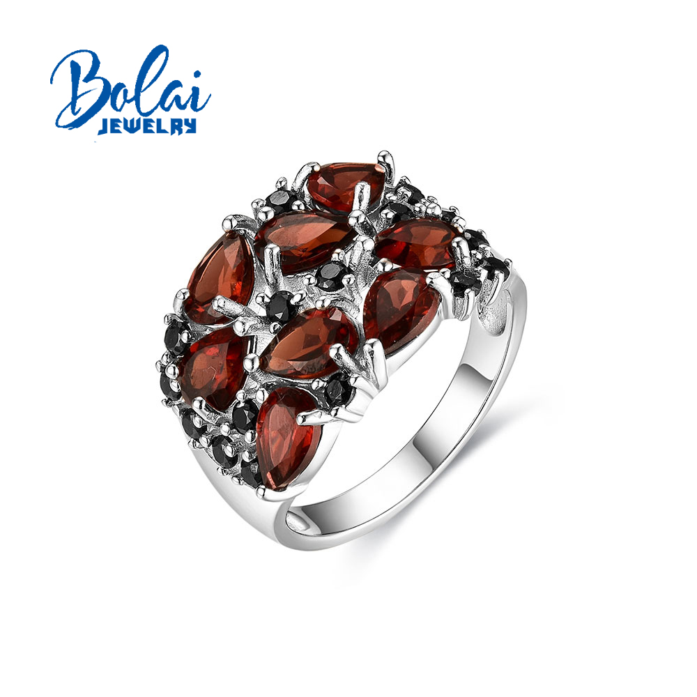 Birthstone Ring Set - แหวนพลอยการ์เน็ตธรรมชาติ ดีไซน์เรียบง่าย สำหรับเดือนมกราคม เครื่องประดับเงินแท้ 925 สำหรับผู้หญิง