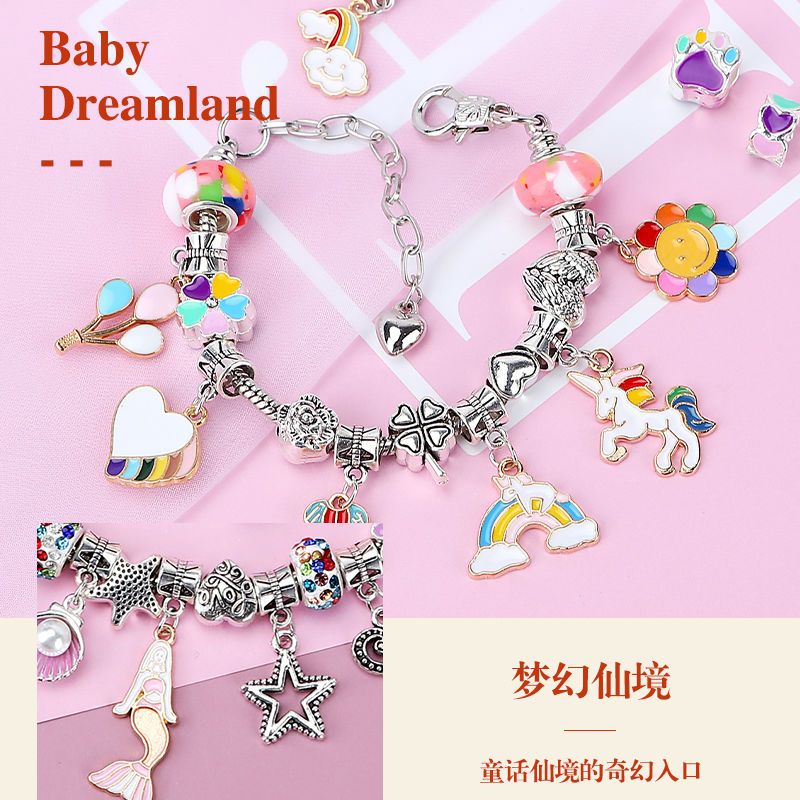 Jewelry Y Watches - ชุดทำสร้อยข้อมือลูกปัด DIY พร้อมกล่องเก็บของ สำหรับเด็กผู้หญิง ของขวัญ ลูกปัดอะคริลิคแบบยุโรป