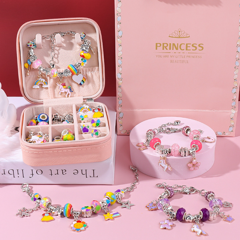 Jewelry Y Watches - DIY สร้อยข้อมือลูกปัดชุดกล่องเก็บสําหรับสาวของขวัญอะคริลิคยุโรปขนาดใหญ่ลูกปัดทําด้วยมือ DIY เครื่องประดับทําชุดของเล่น