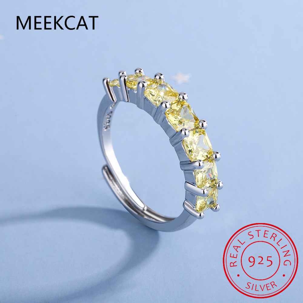 Birthstone Ring Set - ปริ๊นเซส คัท น্যาชวล ยีโลว์ ซิทริน 925