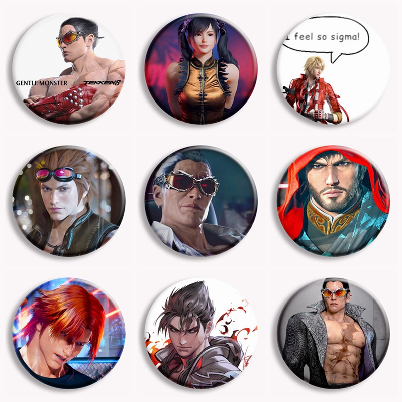 Vintage Brooch Pin - ร้อนเกม Tekken 8 อะนิเมะนุ่มปุ่ม Pin Vintage