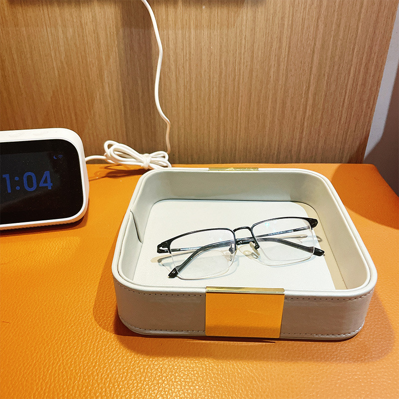 Jewelry And Watches Store - โต๊ะหนังถาด Desktop Storage ตกแต่งถาดสําหรับ Entryway ตารางแต่งหน้าถาด