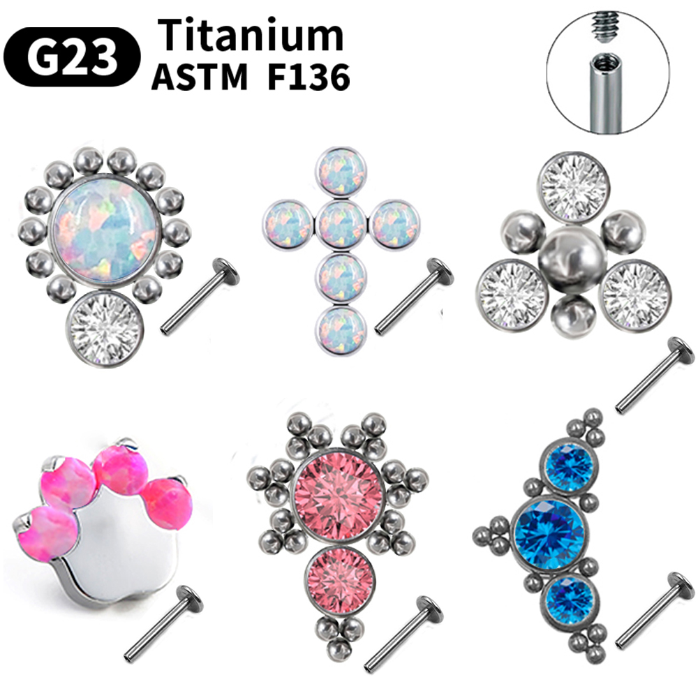 Opal Earrings Dangle - ต่างหูไทเทเนียม G23 แบบเจาะหูสำหรับผู้หญิง ประดับโอปอล แบบเกลียวใน ขายส่ง