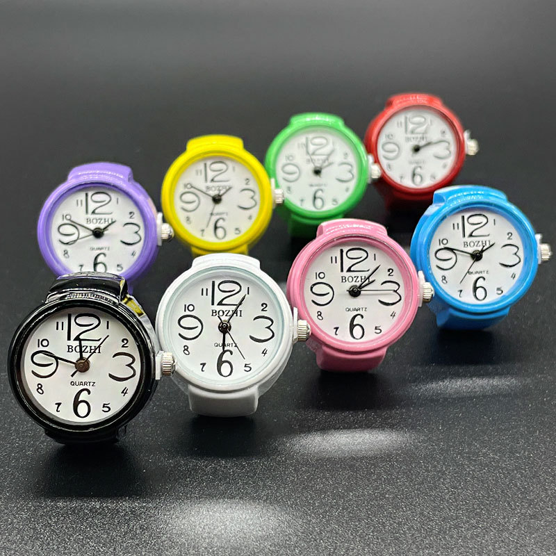 Vintage Jewelry Watches Women - นาฬิกาข้อมือควอตซ์วินเทจขนาดเล็กแบบแหวน Kiss Jewelry สำหรับผู้หญิงผู้ชาย สไตล์พังก์ สายยางยืดหลากสีสัน