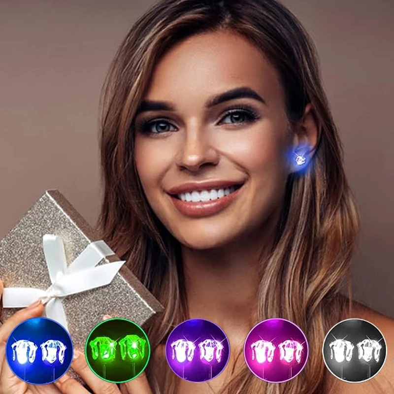 1 คู่ LED Light Up EAR STUD Bl - Diamond Stud Earrings บทวิจารณ์และราคา