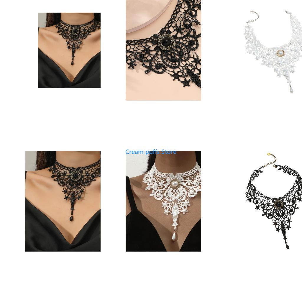 50LE ลูกไม้สร้อยคอ Choker Goth - Crystal Choker Necklace บทวิจารณ์และราคา