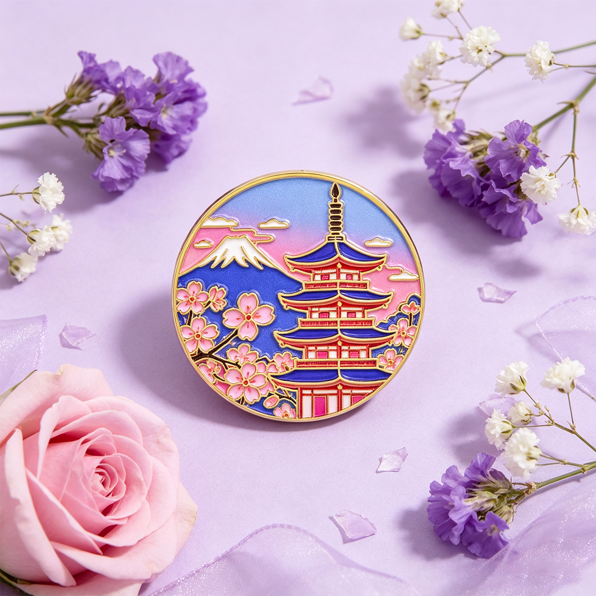 เข็มกลัดเคลือบลายดอกซากุระญี่ป - Vintage Brooch Pin บทวิจารณ์และราคา