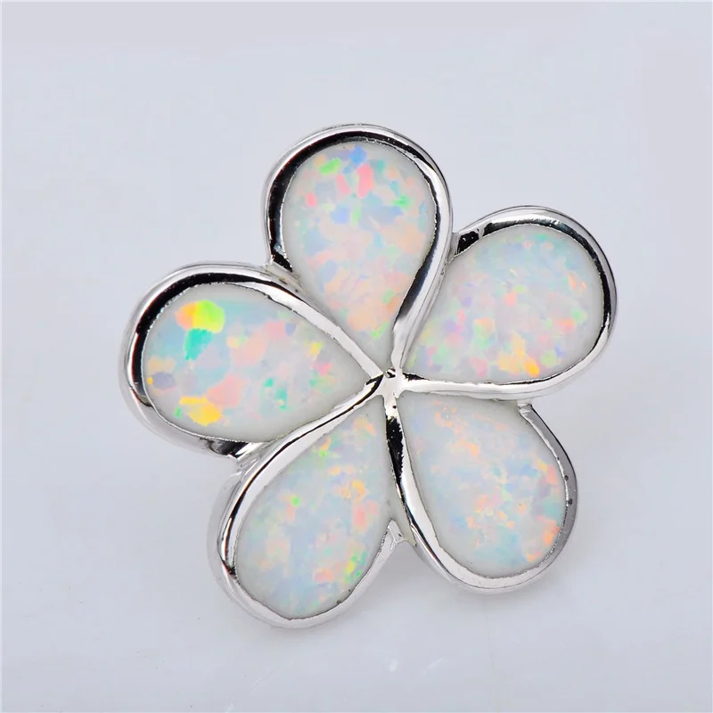 ใหม่ ต่างหูเงินประดับดอกไม้ 5  - Opal Earrings Dangle บทวิจารณ์และราคา