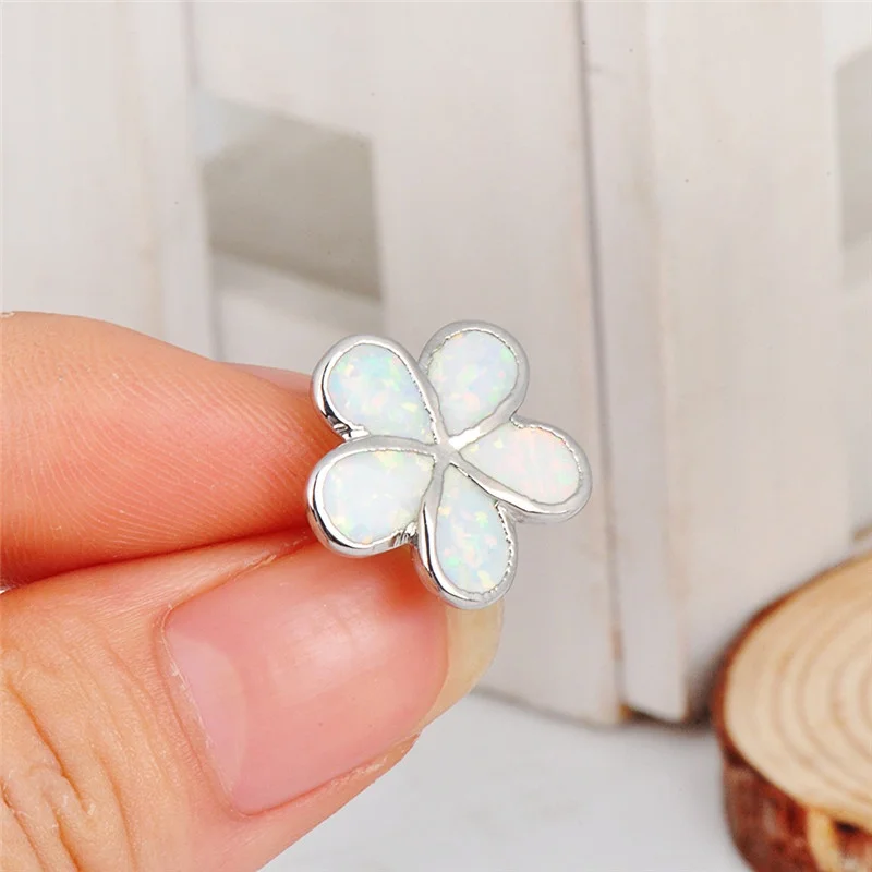 ใหม่ ต่างหูเงินประดับดอกไม้ 5  - Opal Earrings Dangle บทวิจารณ์และราคา