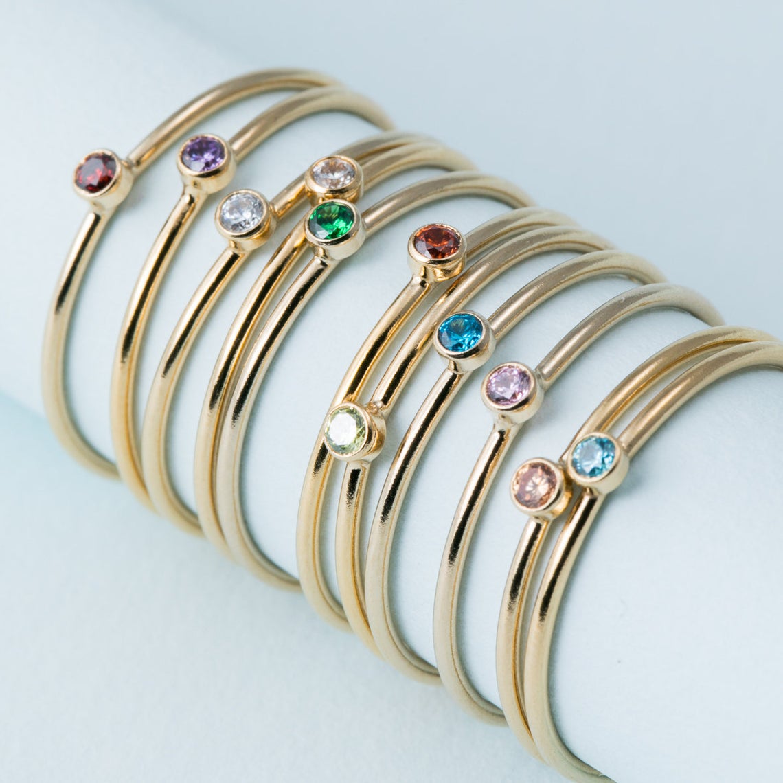 Birthstone แหวน 14K gold Fille - Birthstone Ring Set บทวิจารณ์และราคา