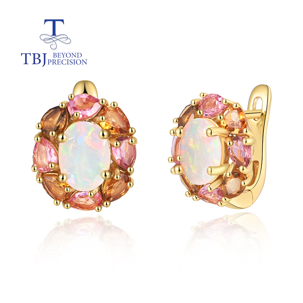 ต่างหูโอปอลทัวร์มาลีนดีไซน์หรู - Opal Earrings Dangle บทวิจารณ์และราคา