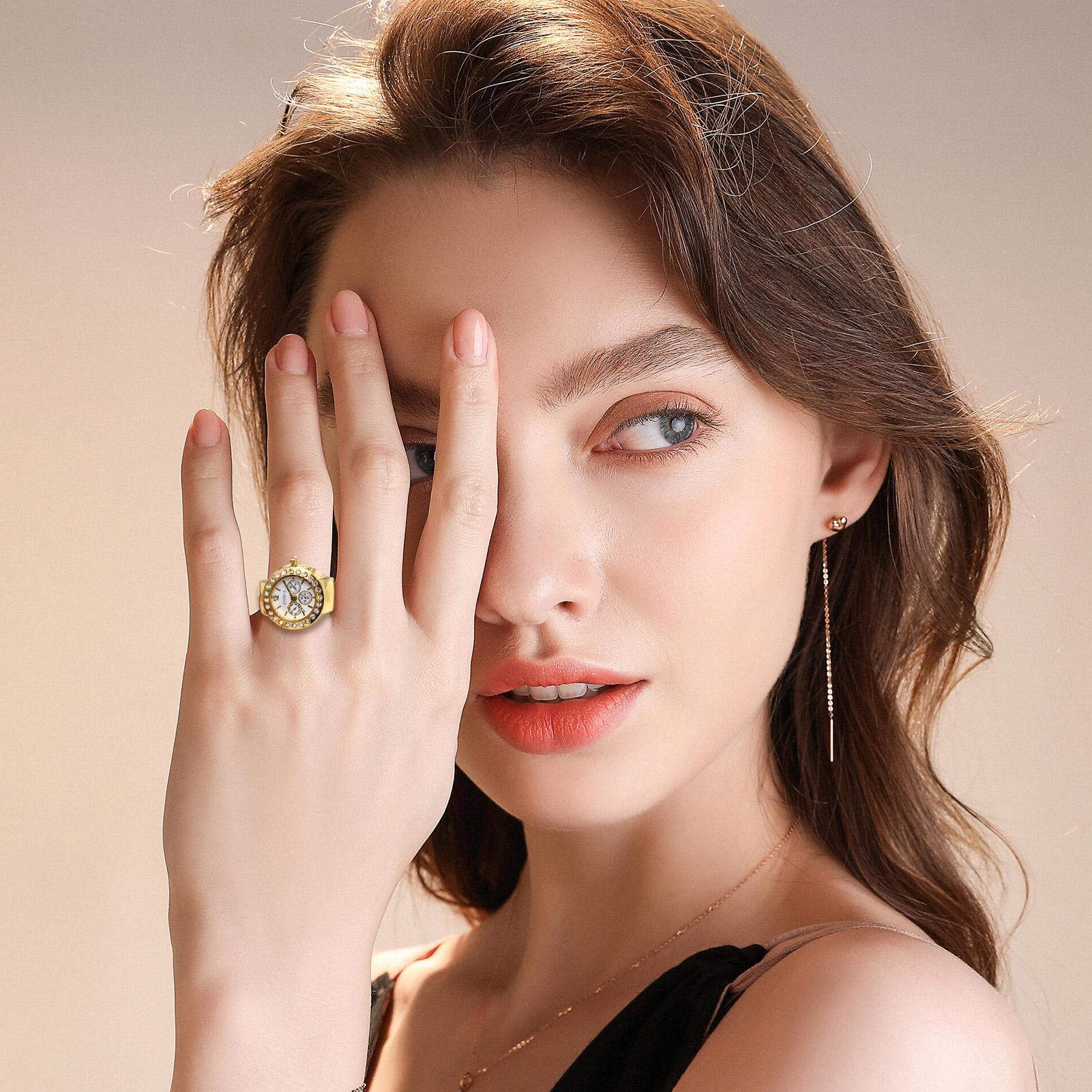 แหวนนาฬิกาสำหรับผู้หญิง แหวนนา - Vintage Jewelry Watches Women บทวิจารณ์และราคา