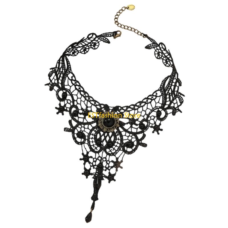 Y5GC ลูกไม้สร้อยคอ Choker Goth - Crystal Choker Necklace บทวิจารณ์และราคา