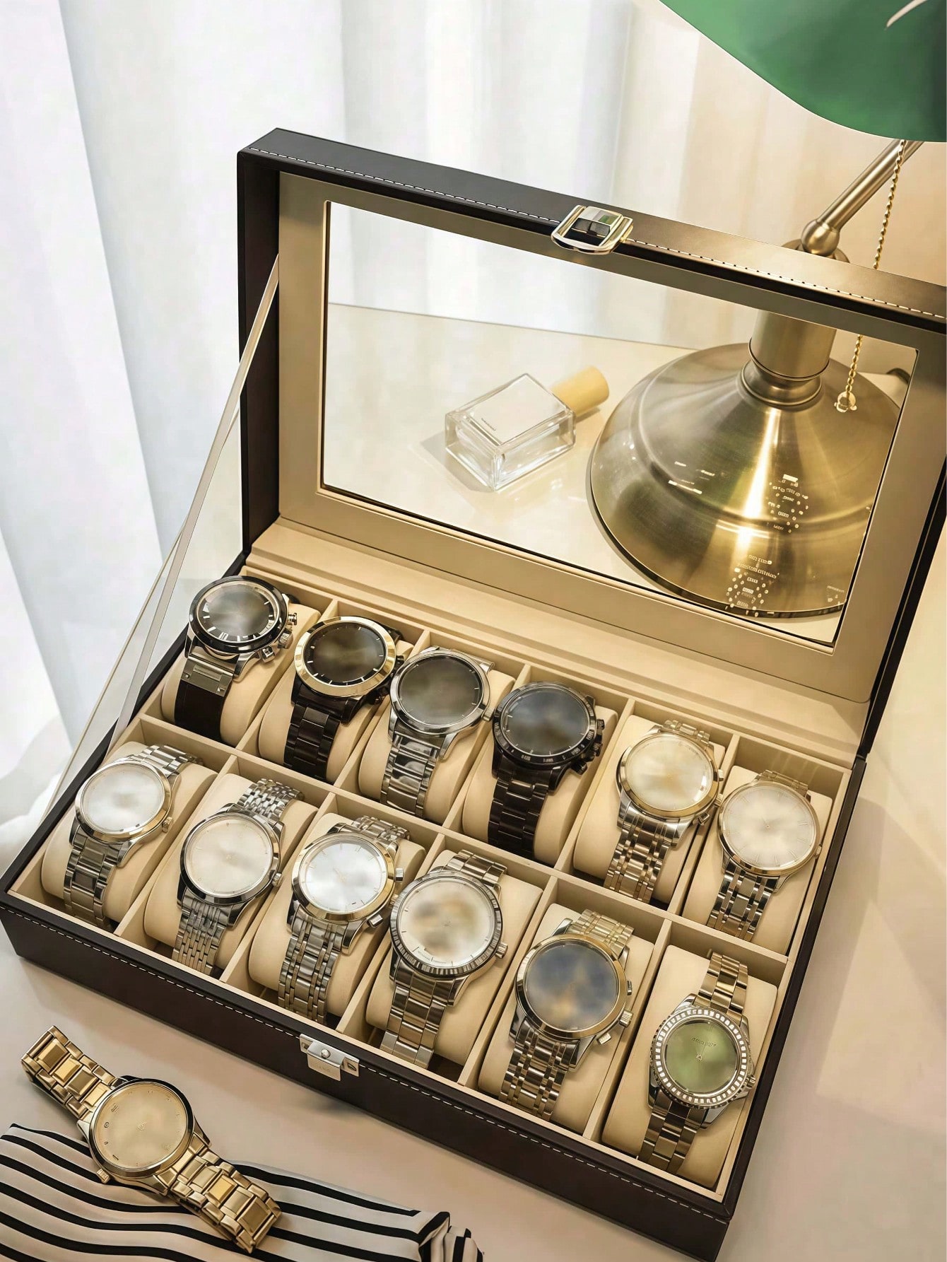 กล่องใส่นาฬิกาหนังพร้อมกุญแจล็ - Jewelry Watches & Accessories บทวิจารณ์และราคา