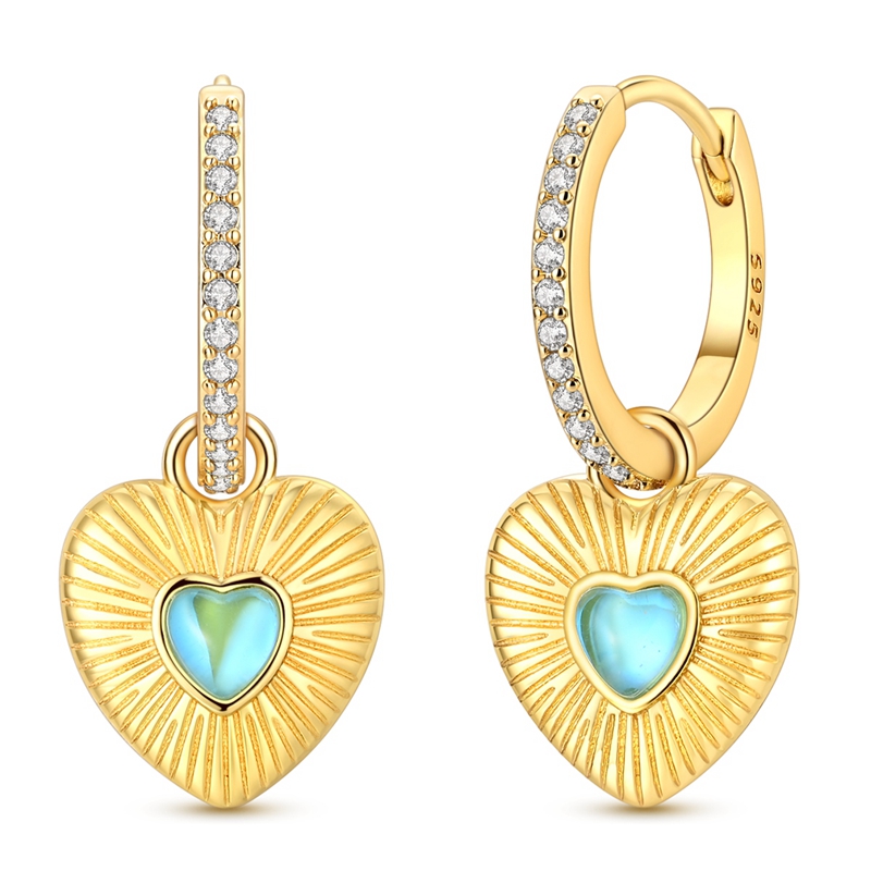 ต่างหูเงินแท้ S925 รูปหัวใจแบบ - Opal Earrings Dangle บทวิจารณ์และราคา