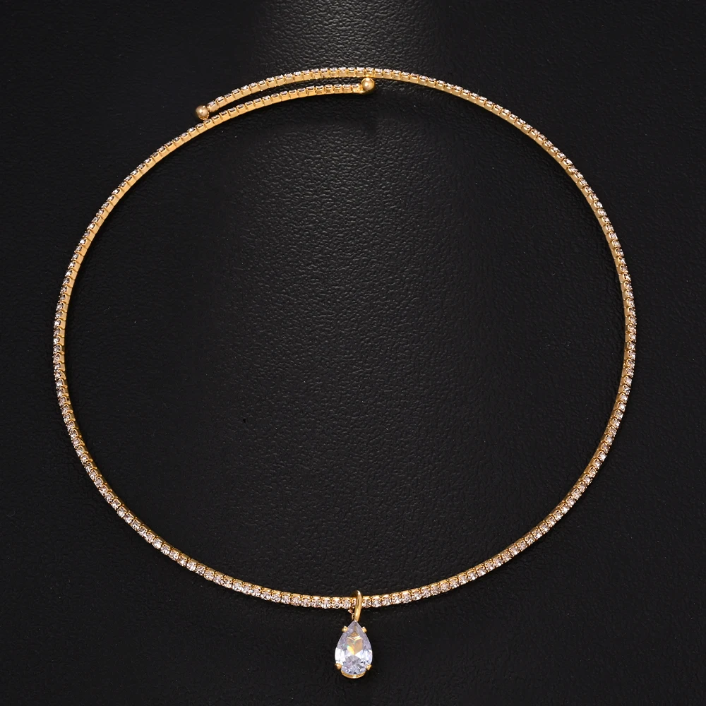 Stonefans Water Drop จี้ Choke - Crystal Choker Necklace บทวิจารณ์และราคา
