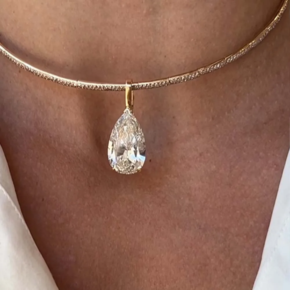 Stonefans Water Drop จี้ Choke - Crystal Choker Necklace บทวิจารณ์และราคา
