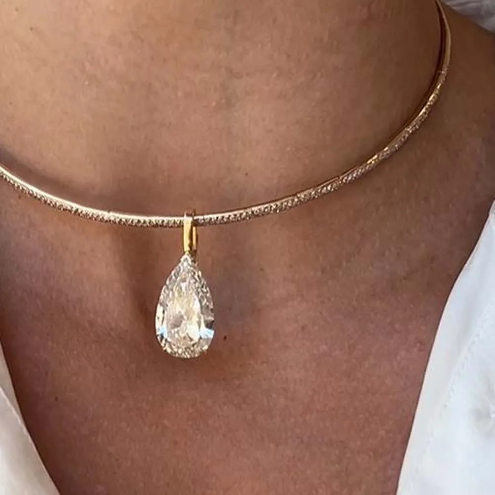 Stonefans Water Drop จี้ Choke - Crystal Choker Necklace บทวิจารณ์และราคา