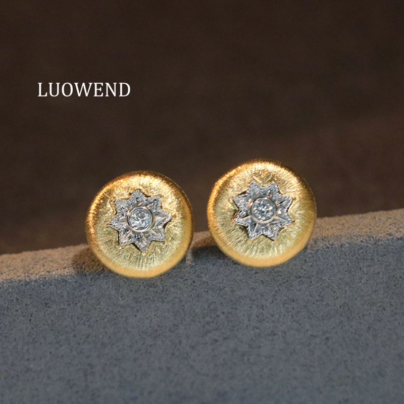 LUOWEND 100% 18K ต่างหูทองคำสี - Diamond Stud Earrings บทวิจารณ์และราคา