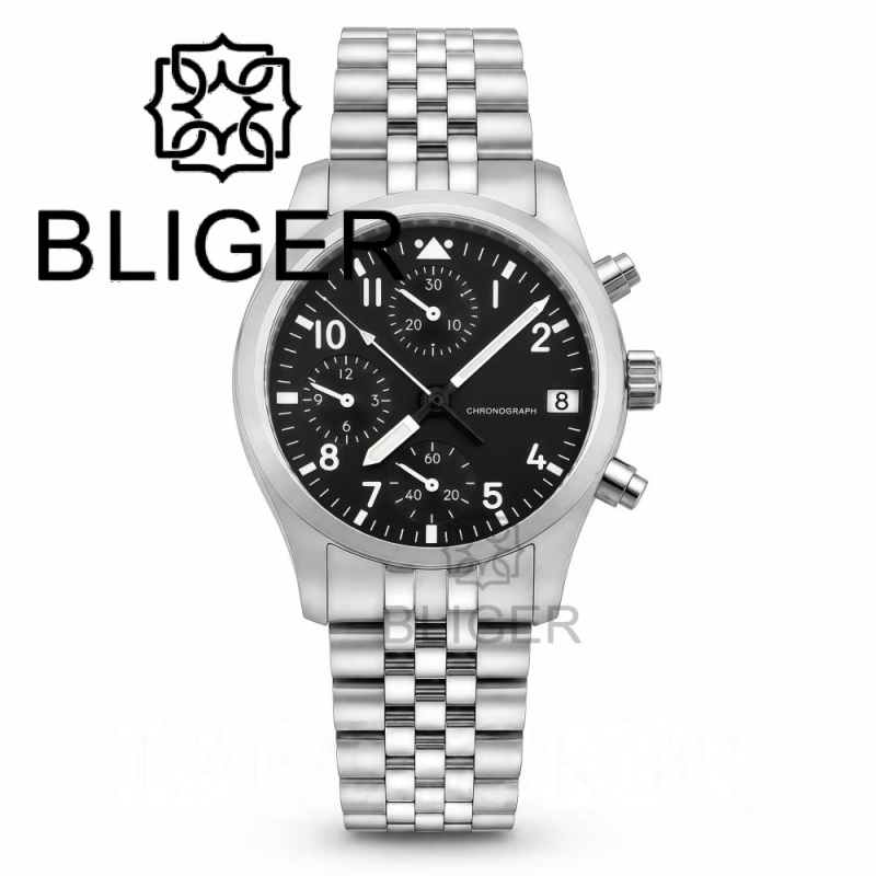 BLIGER ฟูลแบล็ค บรัช 38 มม. VK - Mens Mechanical Watch บทวิจารณ์และราคา