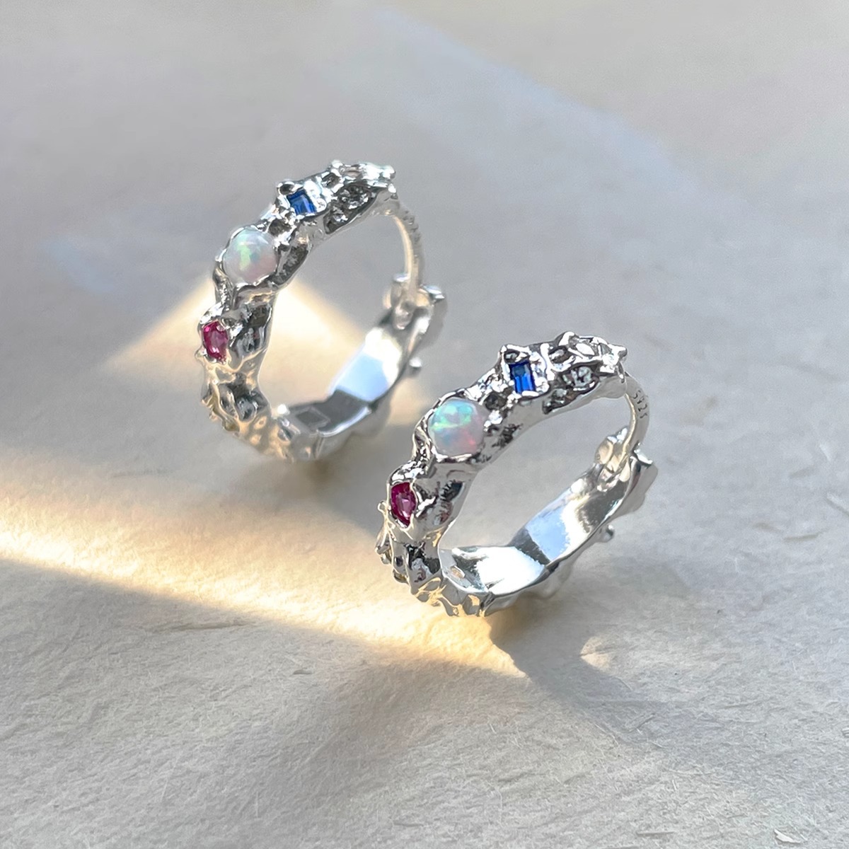 925 เงินสเตอร์ลิงโอปอล Hoop ต่ - Opal Earrings Dangle บทวิจารณ์และราคา