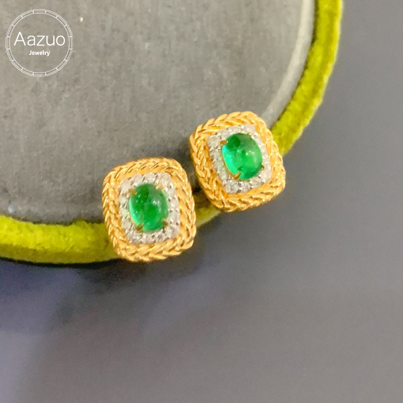 อาซูโอ ทองคำแท้ 18K สีเหลือง ป - Diamond Stud Earrings บทวิจารณ์และราคา