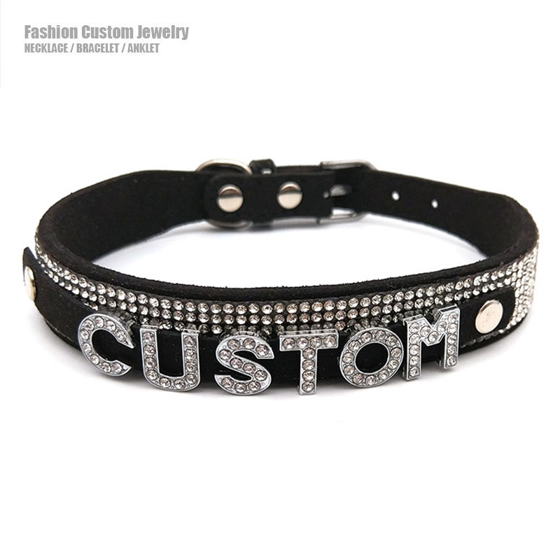 เงาRhinestoneตัวอักษรที่กําหนด - Crystal Choker Necklace บทวิจารณ์และราคา