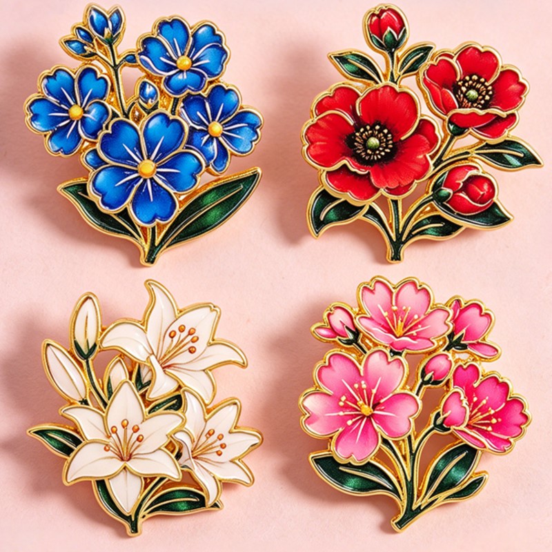 เข็มกลัดเคลือบสีสันสดใสลายดอกไ - Vintage Brooch Pin บทวิจารณ์และราคา