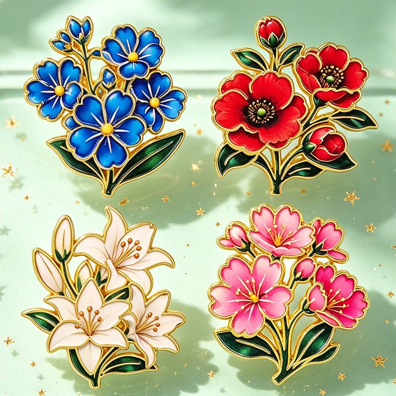 เข็มกลัดเคลือบสีสันสดใสลายดอกไ - Vintage Brooch Pin บทวิจารณ์และราคา