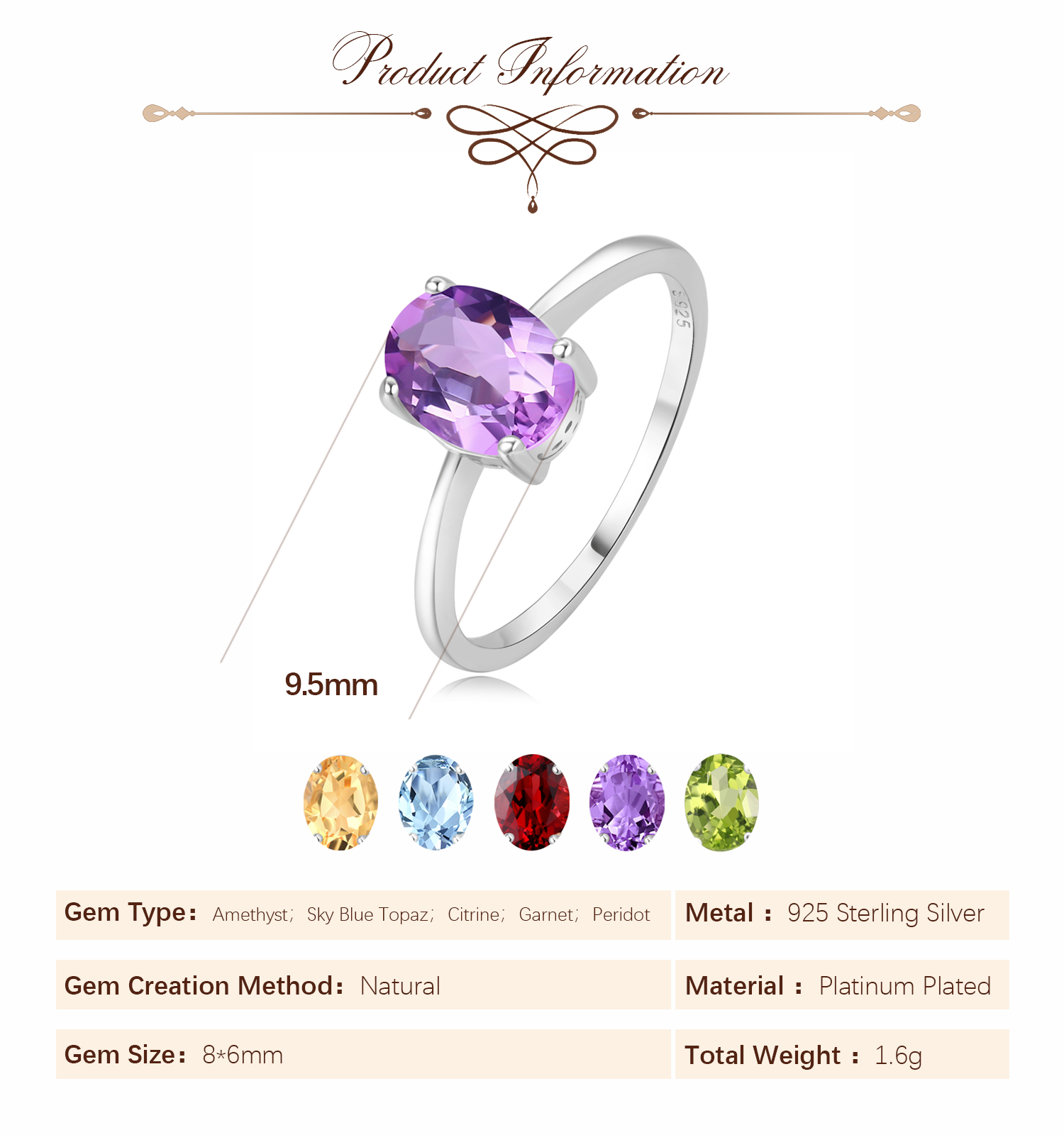แหวนพลอยธรรมชาติ 1.45 กะรัต โก - Birthstone Ring Set บทวิจารณ์และราคา